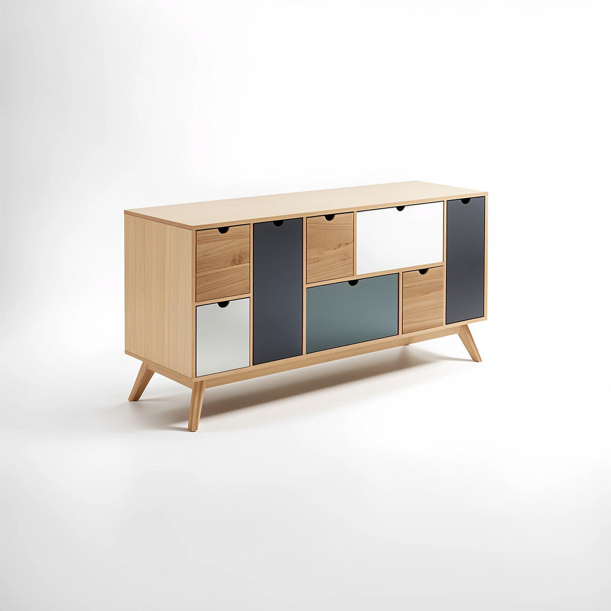 Watson Tri Colour Chest of 6 Drawers and 2 Doors Cabinet