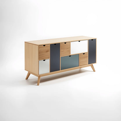 Watson Tri Colour Chest of 6 Drawers and 2 Doors Cabinet