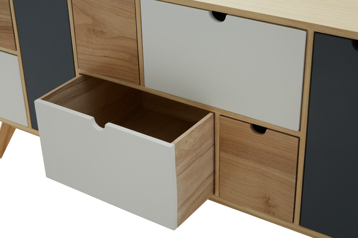 Watson Tri Colour Chest of 6 Drawers and 2 Doors Cabinet