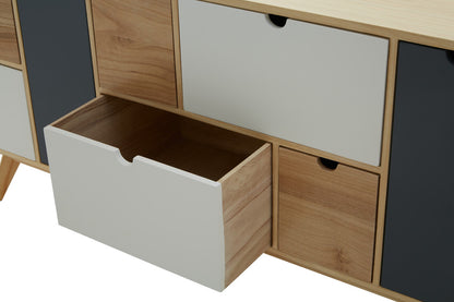 Watson Tri Colour Chest of 6 Drawers and 2 Doors Cabinet