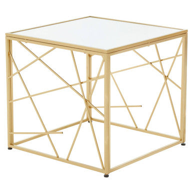 Farran Gold Finish Side Table With Mirror Top