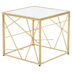 Farran Gold Finish Side Table With Mirror Top