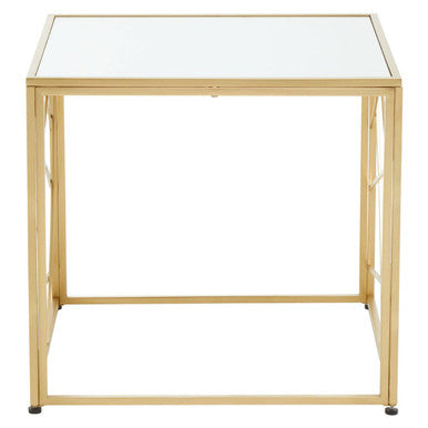Farran Gold Finish Side Table With Mirror Top