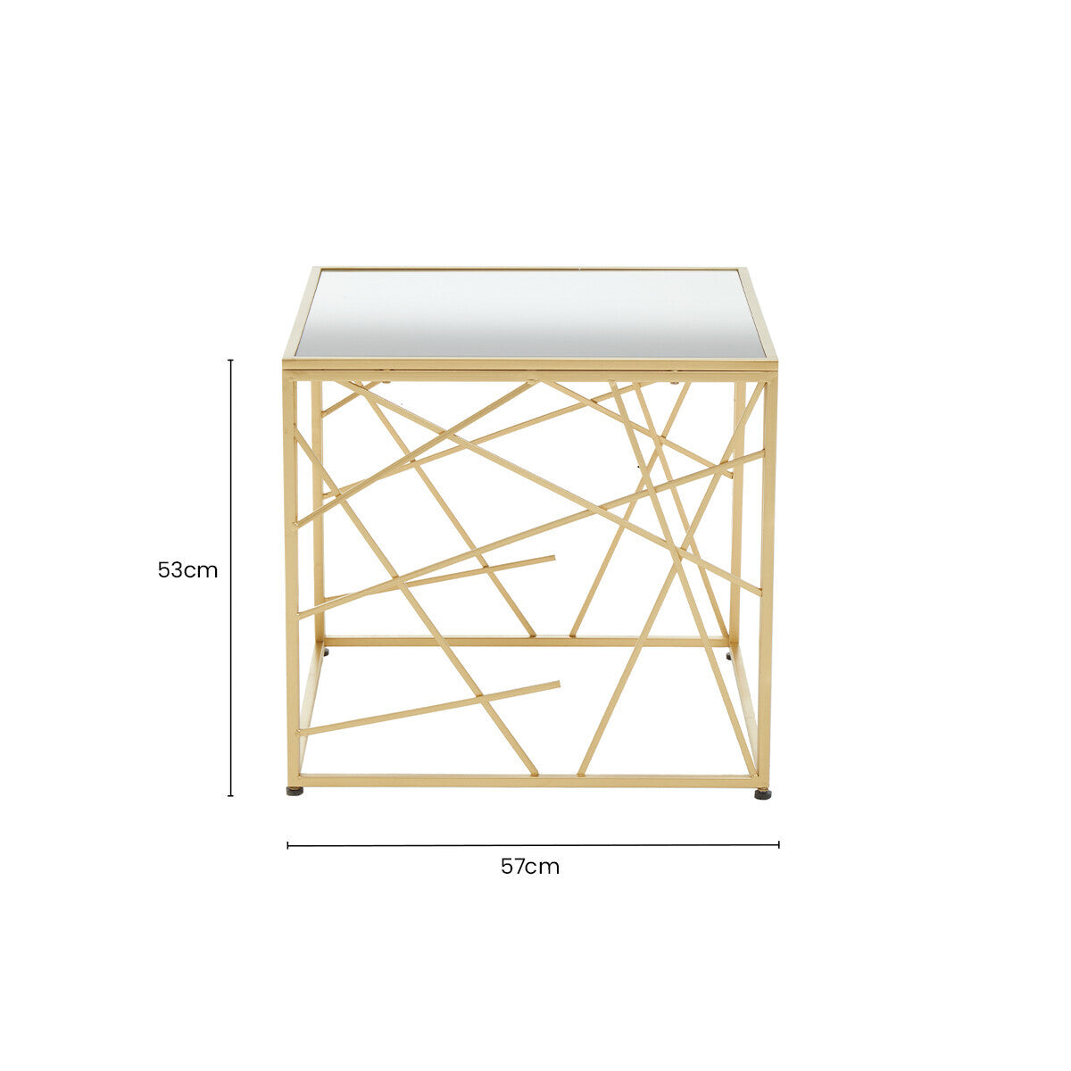 Gold Finish Metal Frame Side Table with Mirror Top | Farran