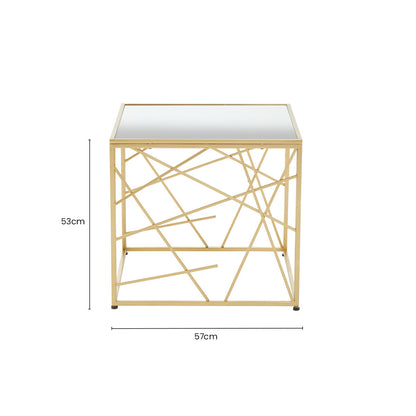 Gold Finish Metal Frame Side Table with Mirror Top | Farran