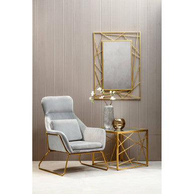 Farran Gold Finish Side Table With Mirror Top