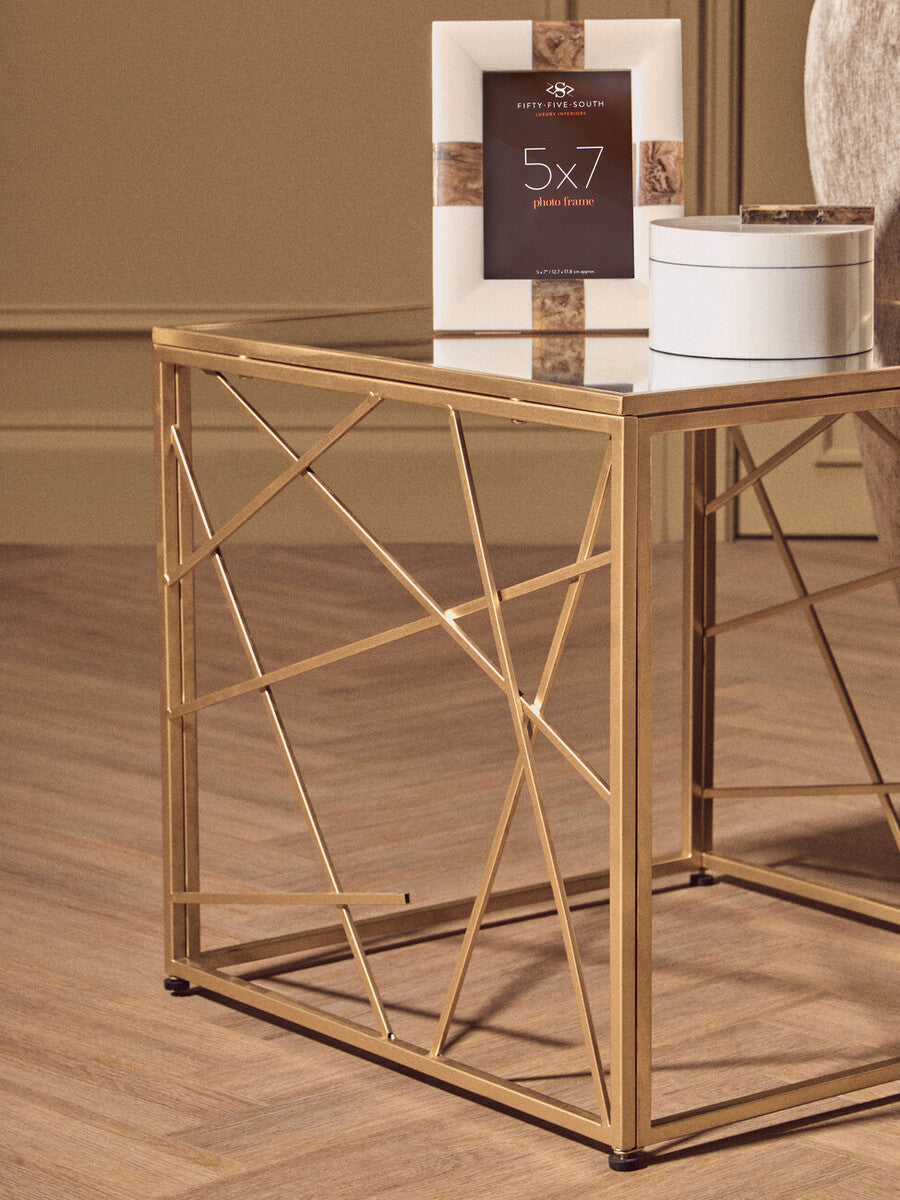 Farran Gold Finish Side Table With Mirror Top - image 5
