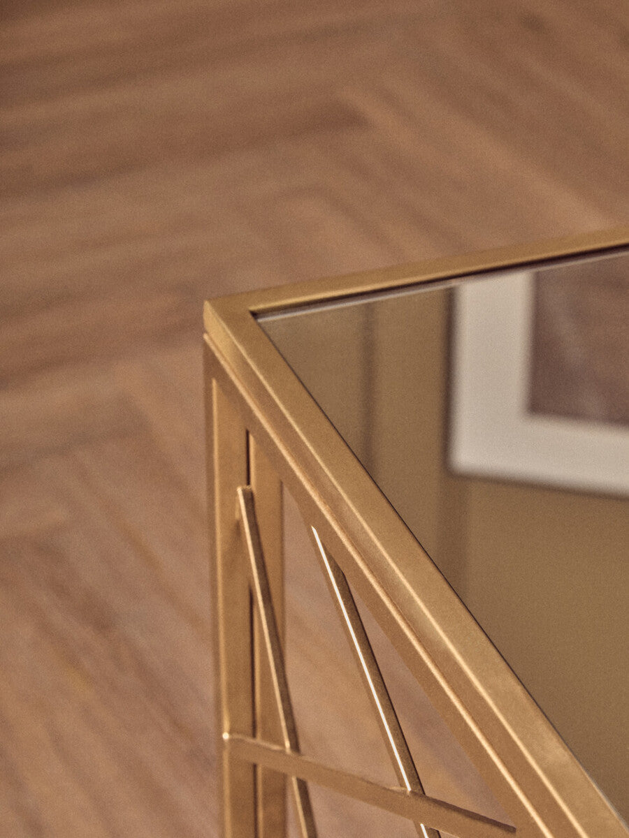 Farran Gold Finish Side Table With Mirror Top - image 6