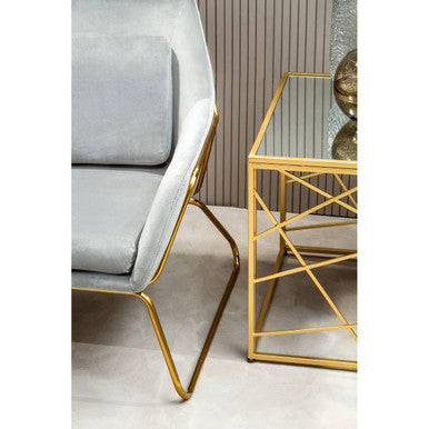 Farran Gold Finish Side Table With Mirror Top