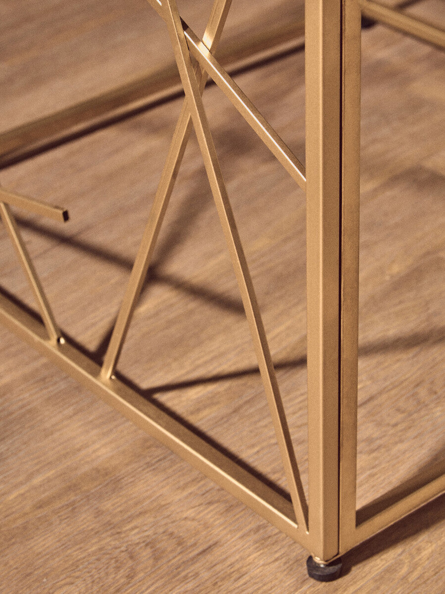 Farran Gold Finish Side Table With Mirror Top - image 7