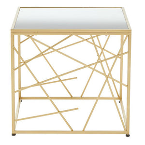 Farran Gold Finish Side Table With Mirror Top
