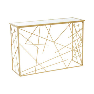 Farran Gold Finish Console Table With Mirror Top
