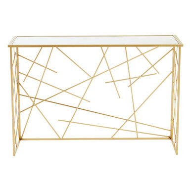 Farran Gold Finish Console Table With Mirror Top