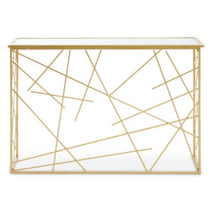 Farran Gold Finish Console Table with Mirrored Top