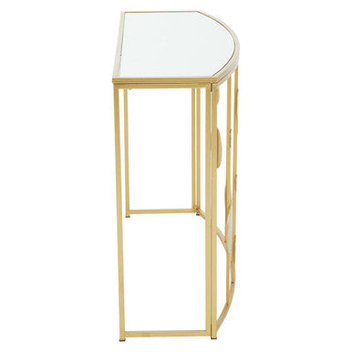 Farran Champagne Gold Finish Console Table With Mirror Top