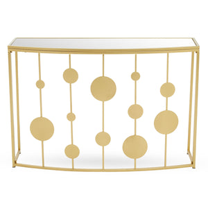 Farran Champagne Gold Finish Console Table With Mirror Top