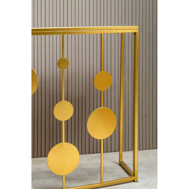 Farran Champagne Gold Finish Console Table With Mirror Top