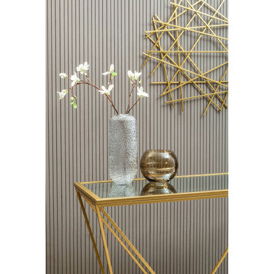 Gold Finish Metal Frame Rectangular Console Table with Glass Top, Farran