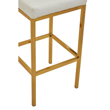 Baina White And Gold Finish Bar Chair