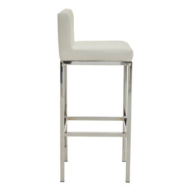 Baina White And Chrome Finish Bar Chair