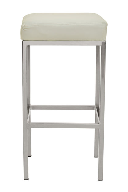 Baina White And Chrome Finish Bar Stool