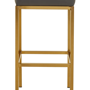 Baina Dark Grey Leather Effect Bar Stool with Gold Finish Base