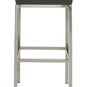 Baina Dark Grey Leather Effect Bar Stool with Chrome Finish Base