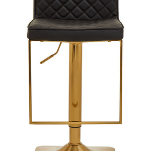Baina Black Leather Effect Adjustable Bar Chair with Gold Finish Base