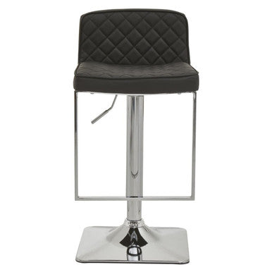 Baina Black And Chrome Bar Stool With Square Base