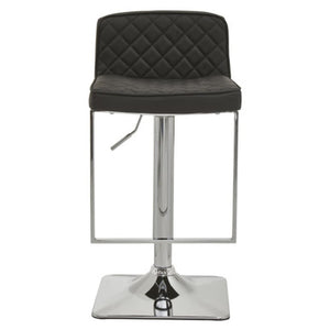 Baina Black And Chrome Bar Stool With Square Base