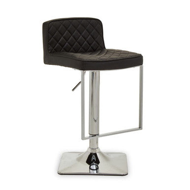 Baina Black And Chrome Bar Stool With Square Base