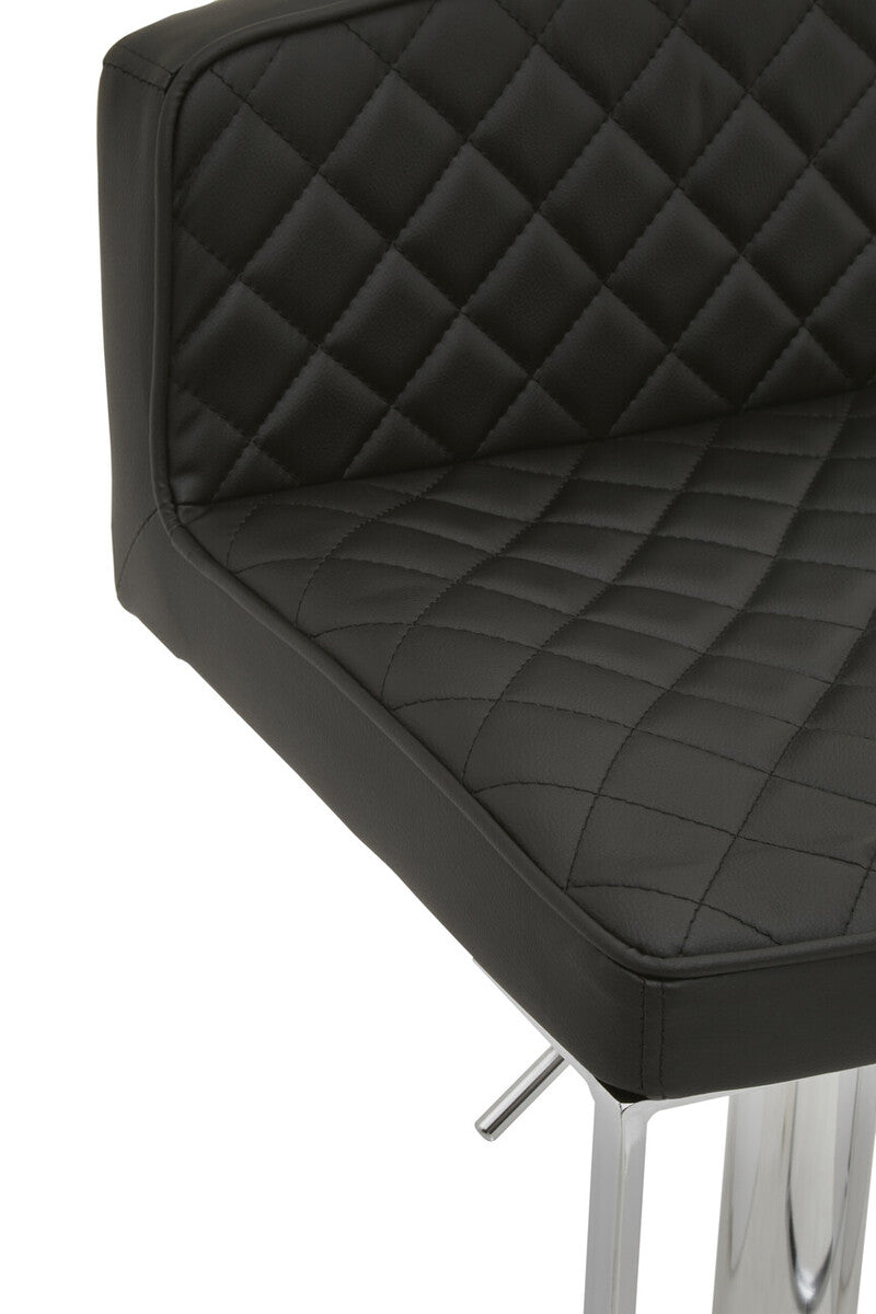 Baina Black And chrome Bar Stool With Square Base