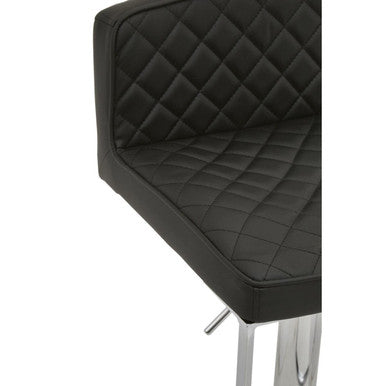 Baina Black And Chrome Bar Stool With Square Base