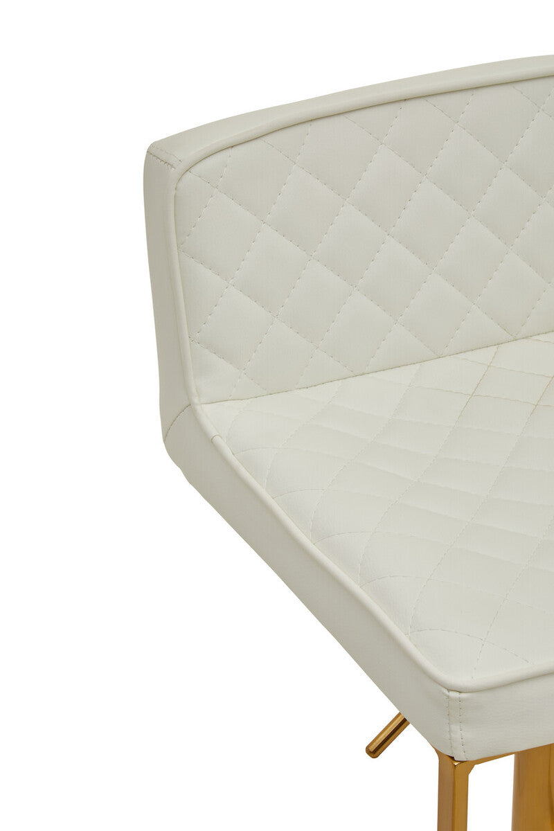 Baina White And Gold Bar Stool With Square Base