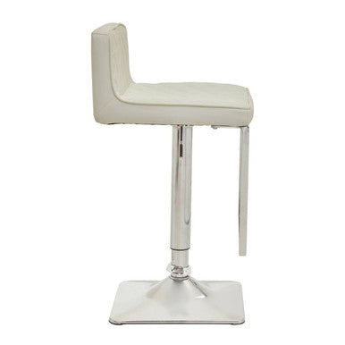 Baina White And Chrome Bar Stool With Square Base