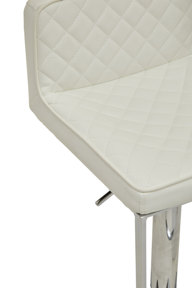 Baina White And Chrome Bar Stool With Square Base