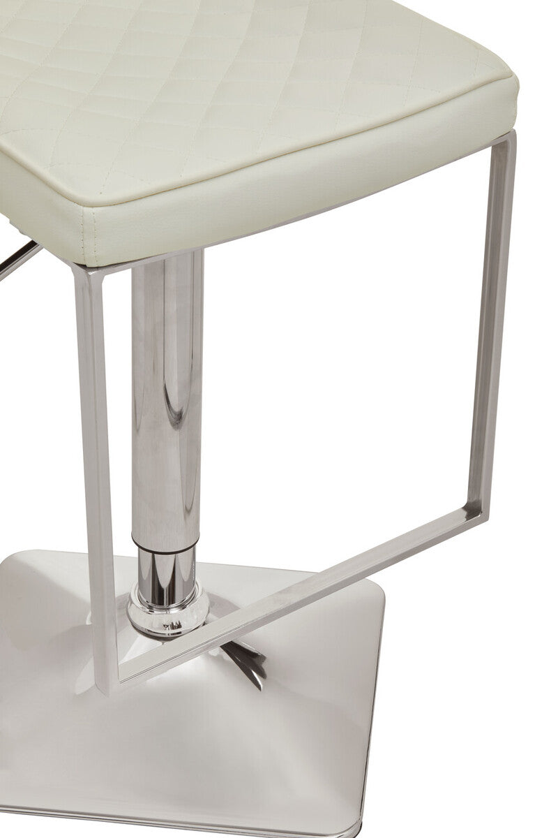 Baina White And Chrome Bar Stool With Square Base