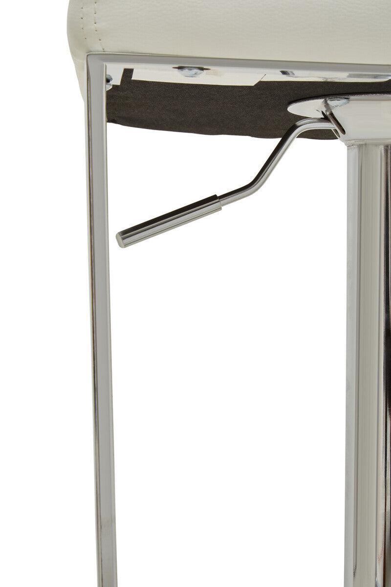 Baina White And Chrome Bar Stool With Square Base