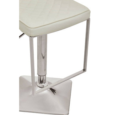 Baina White And Chrome Bar Stool With Square Base