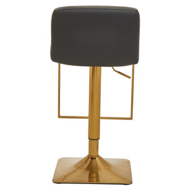Baina Dark Grey And Gold Square Base Bar Stool