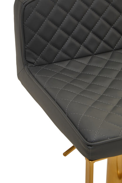 Baina Dark Grey And Gold Square Base Bar Stool