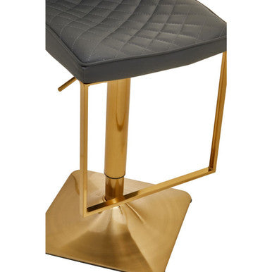 Baina Dark Grey And Gold Square Base Bar Stool