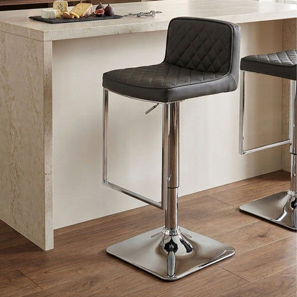Baina Dark Grey And Chrome Square Base Bar Stool