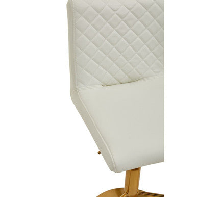 Baina White And Gold Bar Stool With Round Base