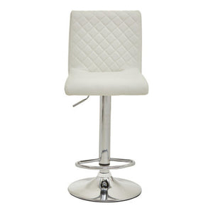Baina White And Chrome Bar Stool With Round Base