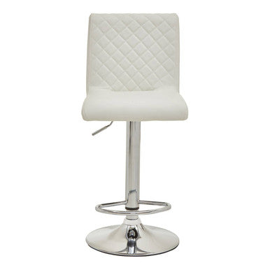 Baina White And Chrome Bar Stool With Round Base