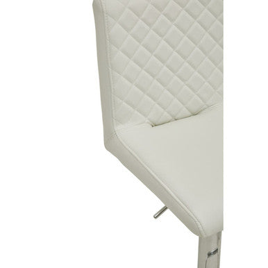 Baina White And Chrome Bar Stool With Round Base