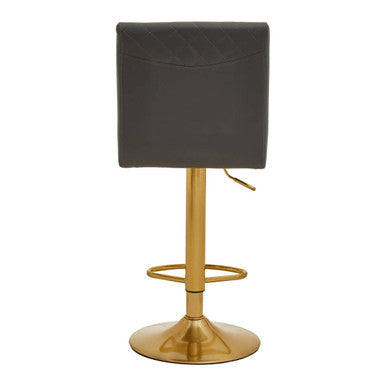 Baina Dark Grey And Gold Bar Stool With Round Base