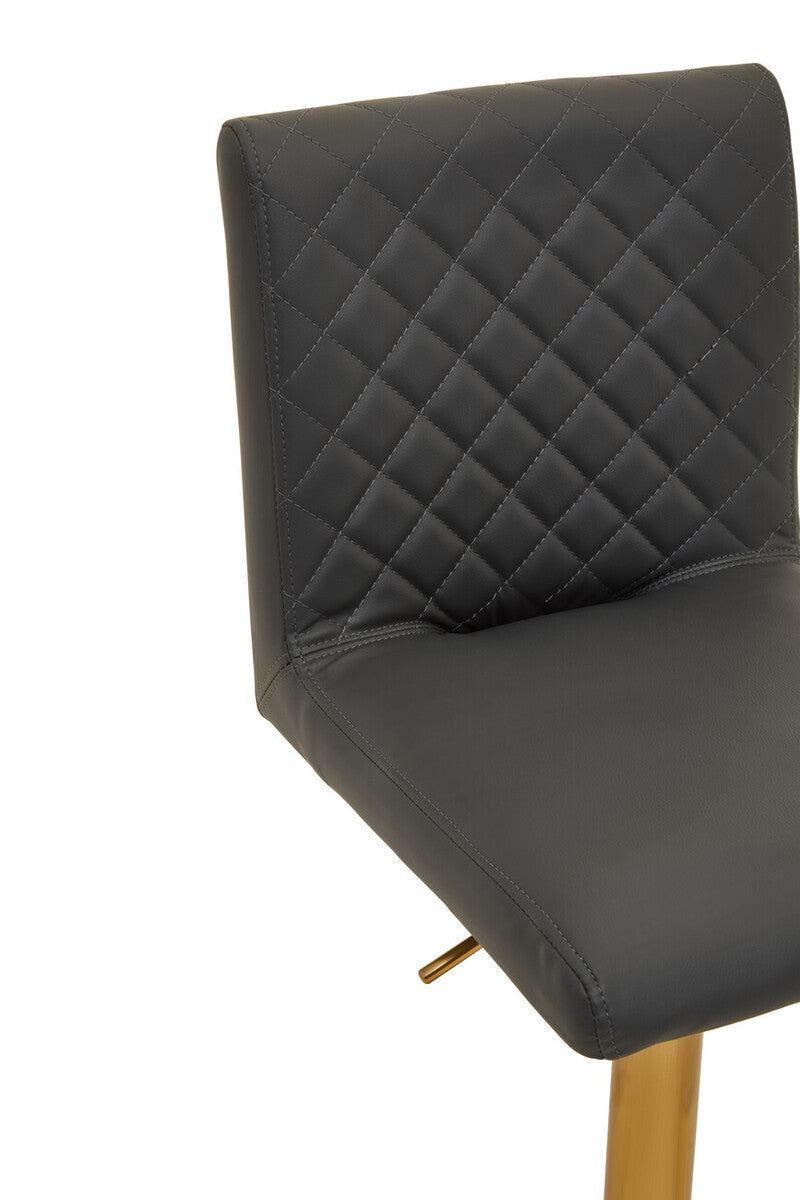 Baina Dark Grey And Gold Bar Stool With Round Base