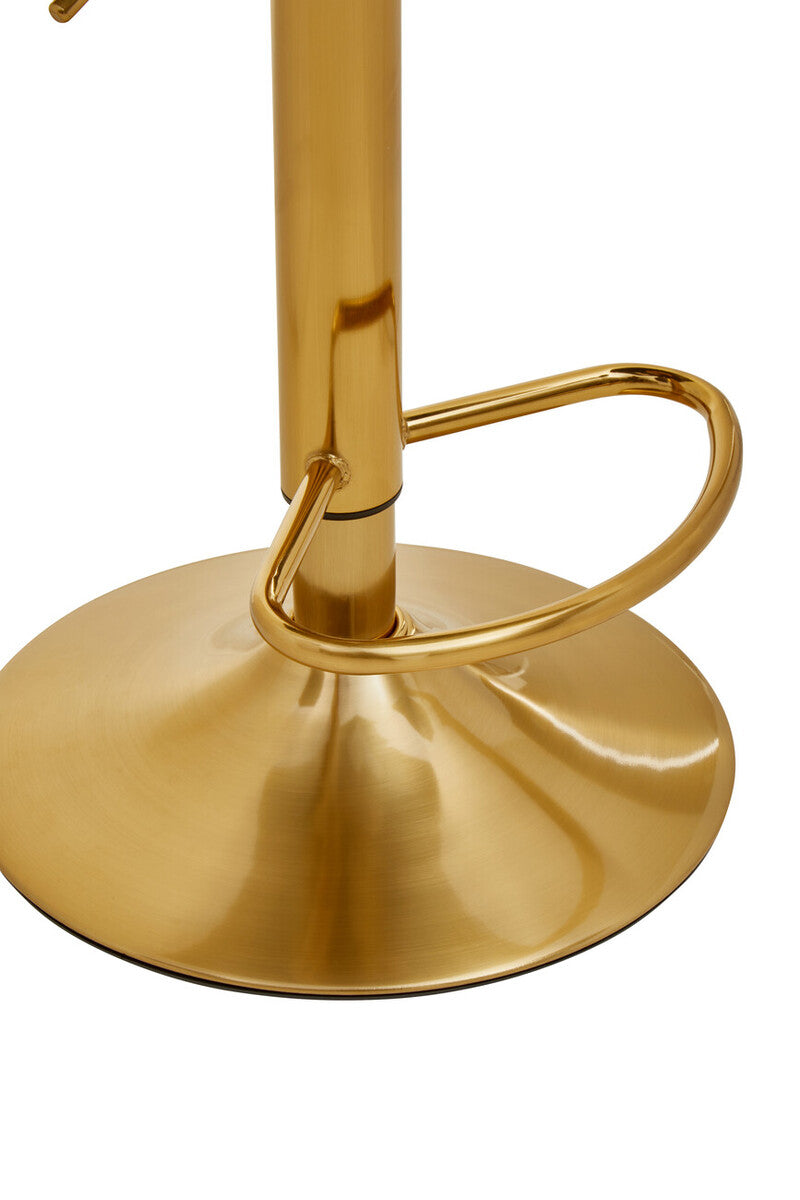 Baina Dark Grey And Gold Bar Stool With Round Base